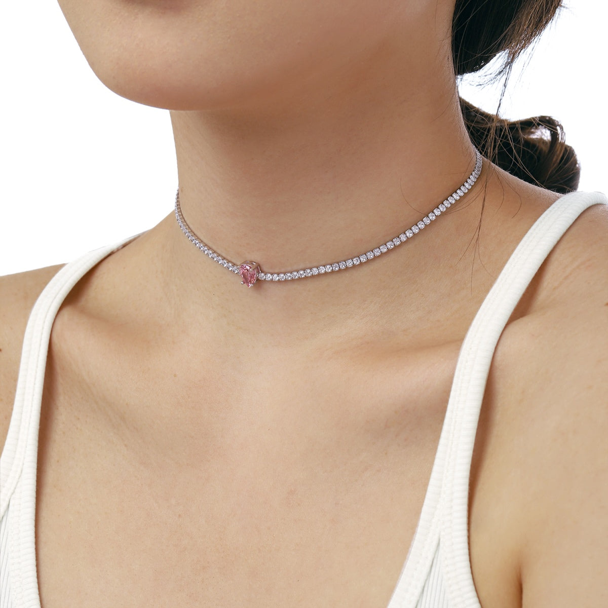 [Kincade Jewelery]1.0 carat Unique Pear Cut Tennis Necklace