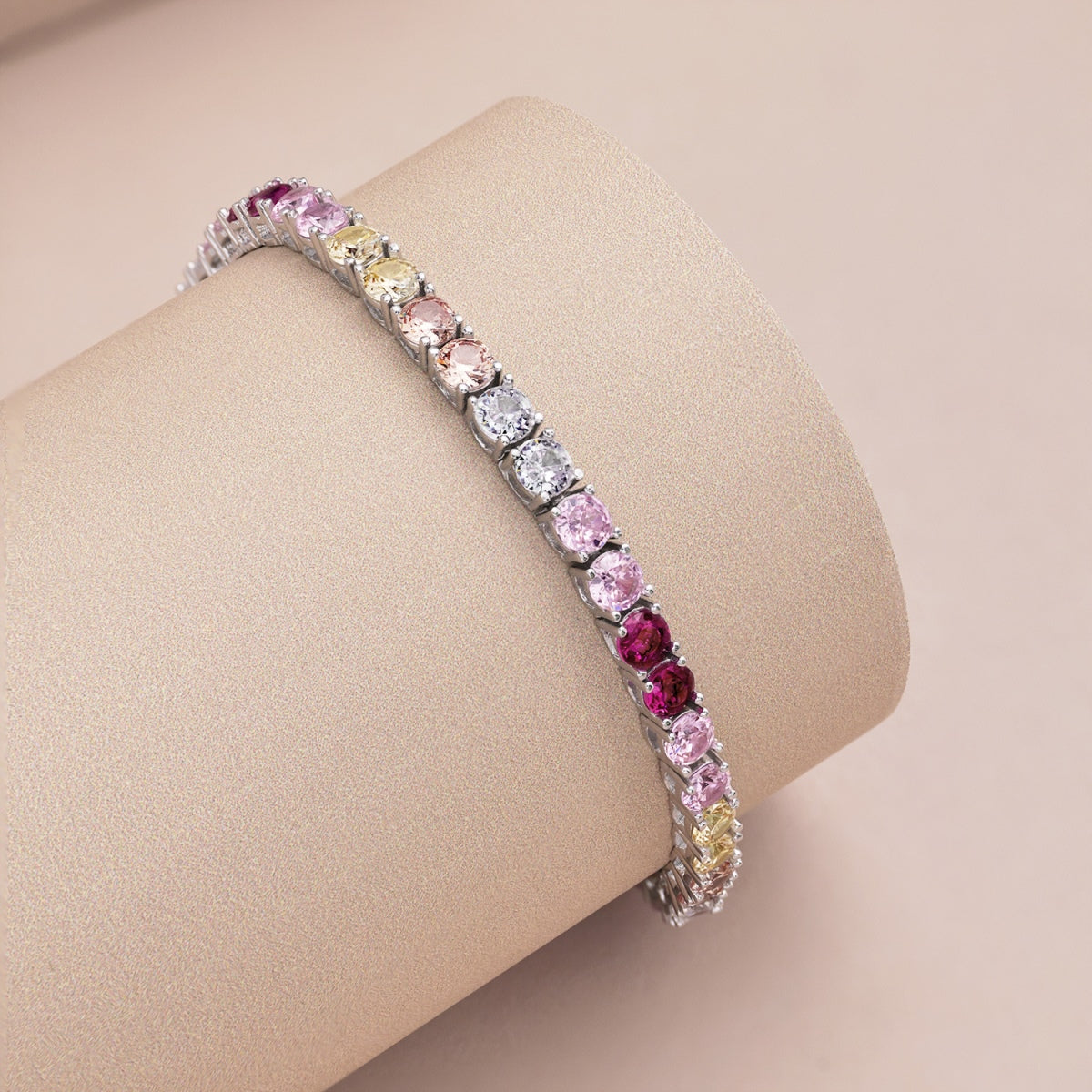 [Kincade Jewelery]Radiant Colorful Round Cut Tennis Bracelet