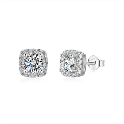 [Kincade Jewelery]Classic Round Center Stone Stud Earrings