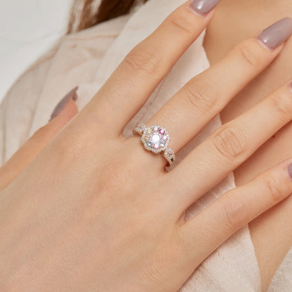 [Kincade Jewelery]Delicate Colorful Round Cut Flower Shape Wedding Ring