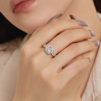 [Kincade Jewelery]Delicate Colorful Round Cut Flower Shape Wedding Ring
