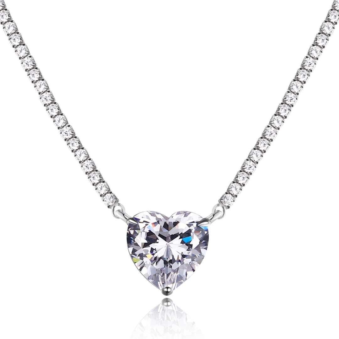 [Kincade Jewelery]8.0 Carat Versatile Colorful Sweet Heart-Shaped Tennis Necklace