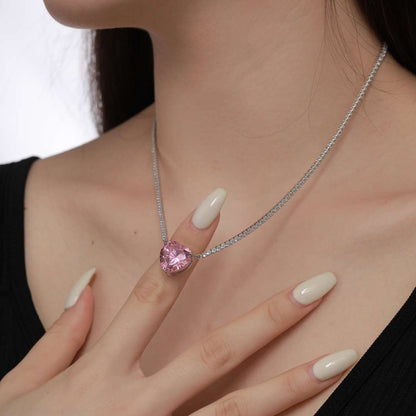 [Kincade Jewelery]8.0 Carat Versatile Colorful Sweet Heart-Shaped Tennis Necklace