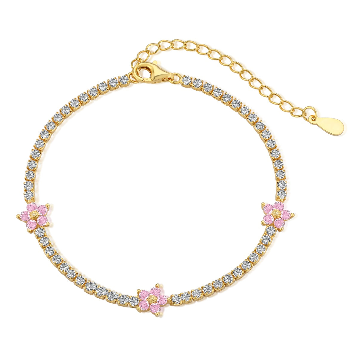 [Kincade Jewelery]Sparkling Flower Shape Tennis Bracelet