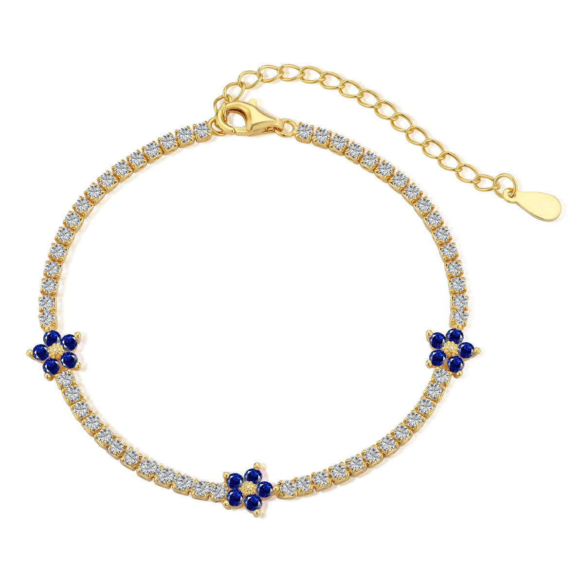 [Kincade Jewelery]Sparkling Flower Shape Tennis Bracelet