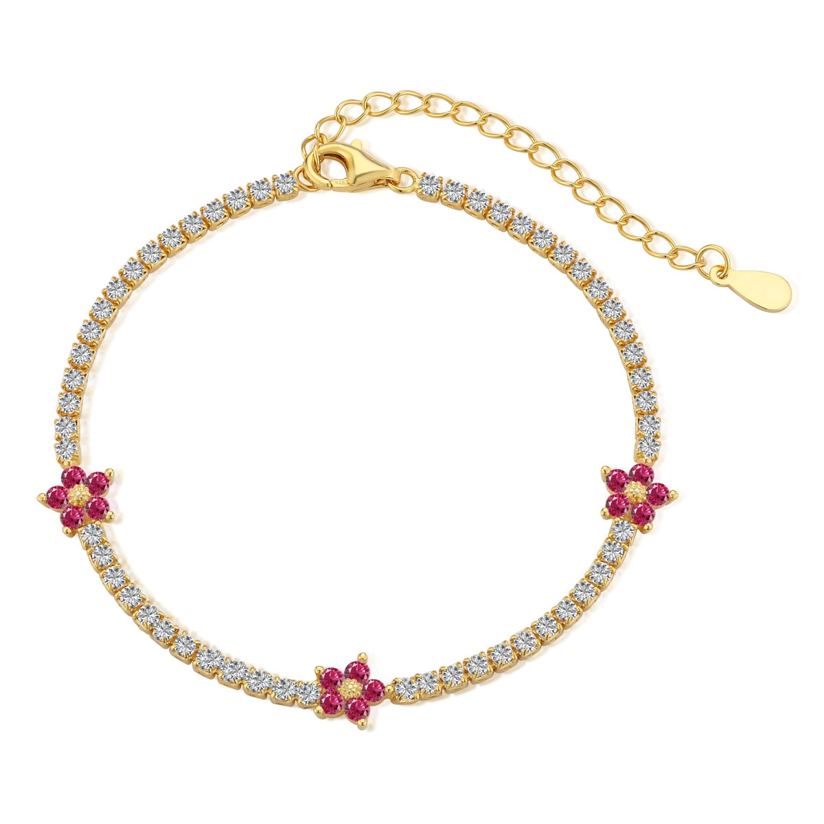 [Kincade Jewelery]Sparkling Flower Shape Tennis Bracelet