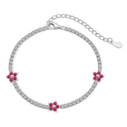 [Kincade Jewelery]Sparkling Flower Shape Tennis Bracelet