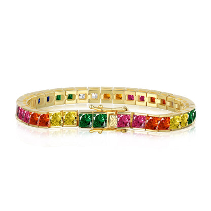 [Kincade Jewelery]Radiant Colorful Princess Cut Tennis Bracelet