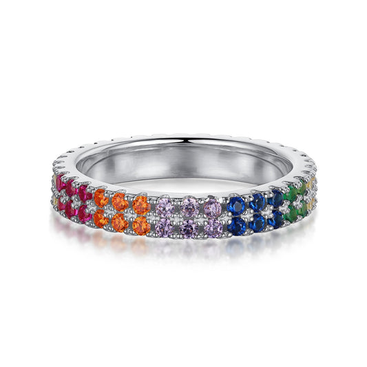 [Kincade Jewelery]Unique Colorful Round Cut Tennis Ring