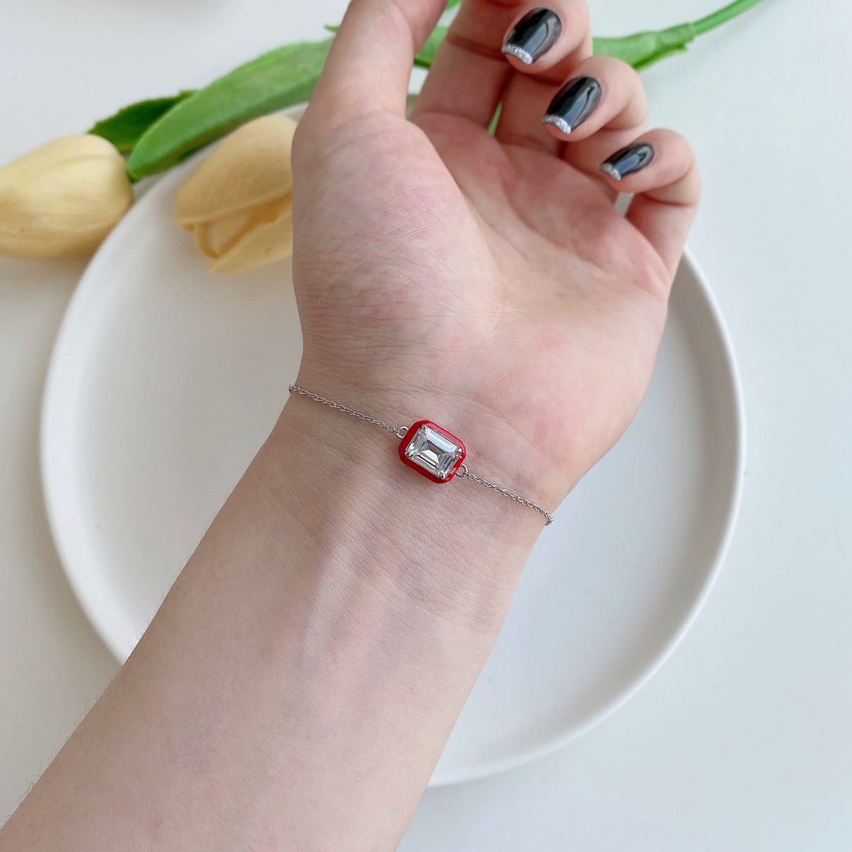 [Kincade Jewelery]2.0 Carat Sparkling Colorful Emerald Cut Daily Bracelet