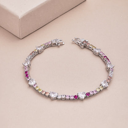 [Kincade Jewelery]Romantic Heart Shape Round Cut Lover Bracelet