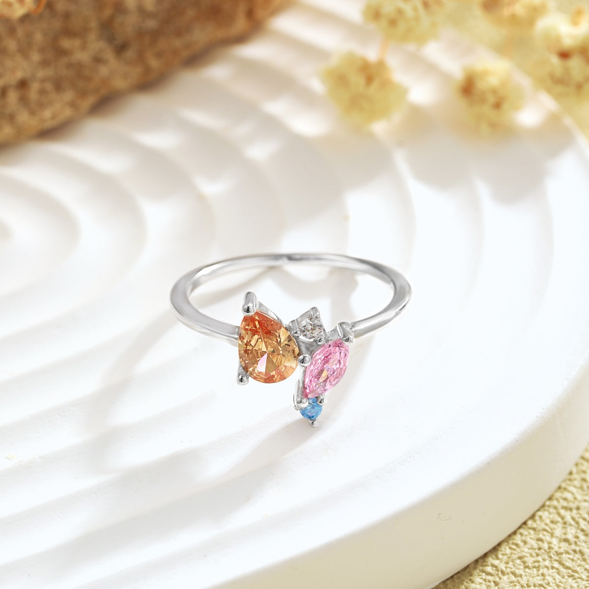 [Kincade Jewelery]Radiant Colorful Multi Cut Daily Ring
