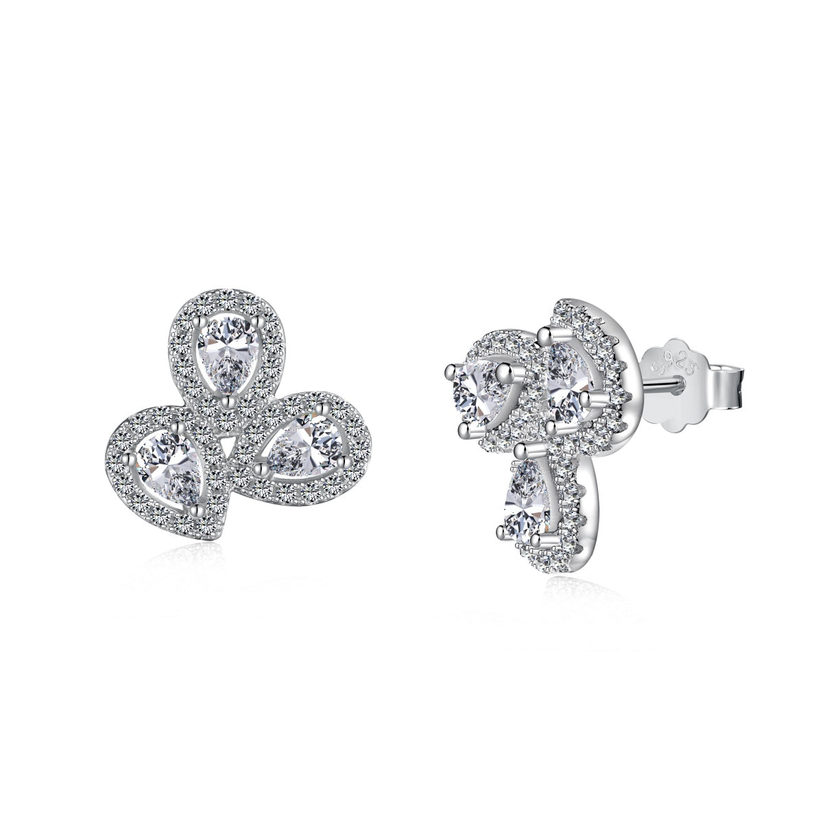[Kincade Jewelery]Ornate Flower Shape Pear Cut Lover Earrings