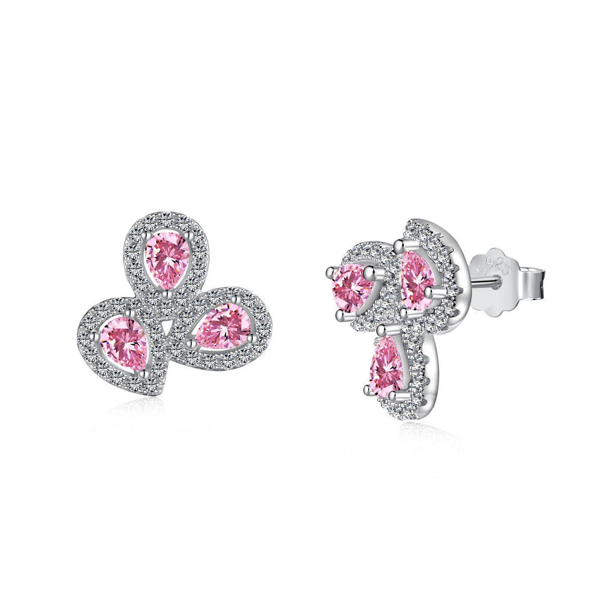 [Kincade Jewelery]Ornate Flower Shape Pear Cut Lover Earrings