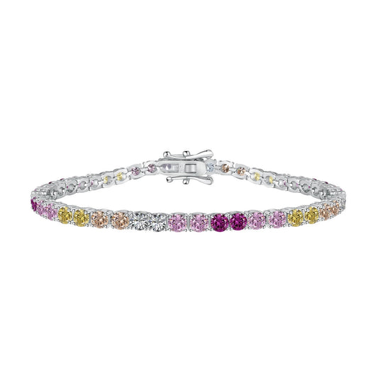 [Kincade Jewelery]Radiant Colorful Round Cut Tennis Bracelet