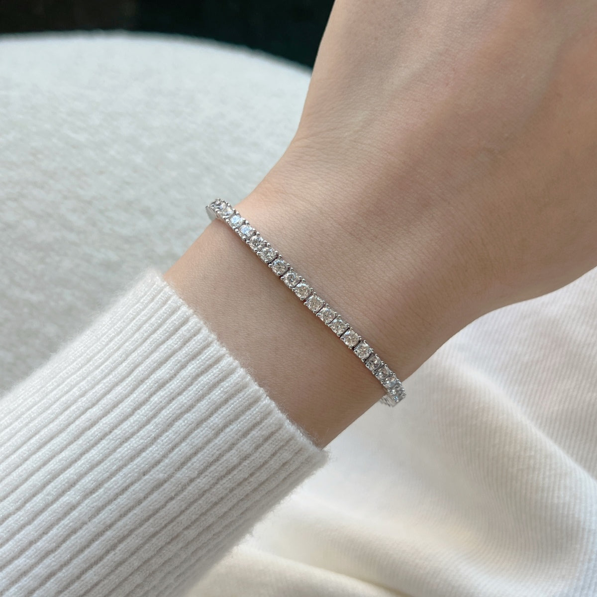 [Kincade Jewelery]Dainty Charming Round Cut Tennis Bracelet