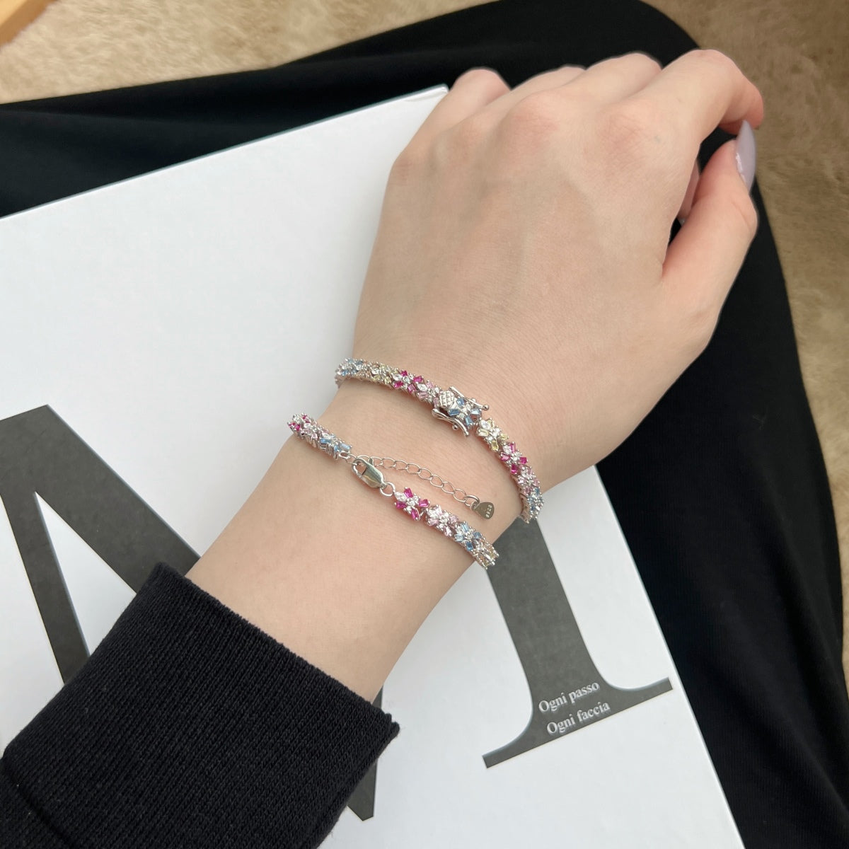 [Kincade Jewelery]Radiant Colorful Emerald Cut Party Bracelet