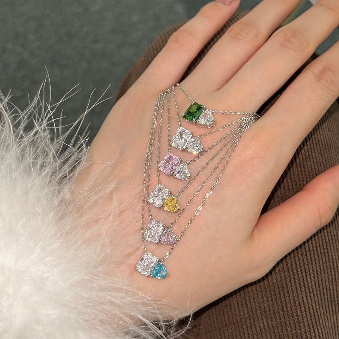 [Kincade Jewelery]Dazzling Square & Heart Shape Necklace