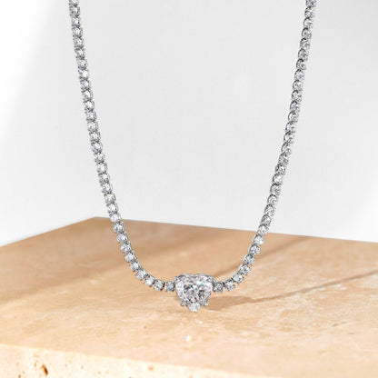 [Kincade Jewelery]2.0 Carat Sparkling Tennis Heart Cut Necklace