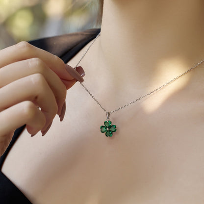 [Kincade Jewelrys]Heart-Shaped Four-Leaf Clover Bead Necklace