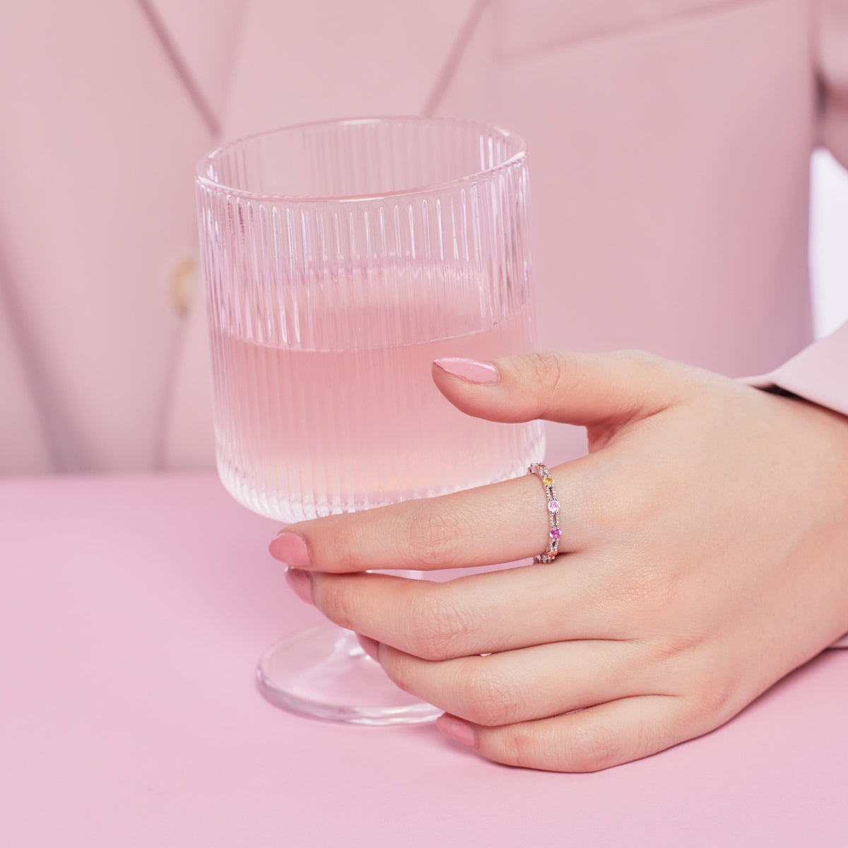 [Kincade Jewelery]Sparkling Colorful Round Cut Tennis Ring