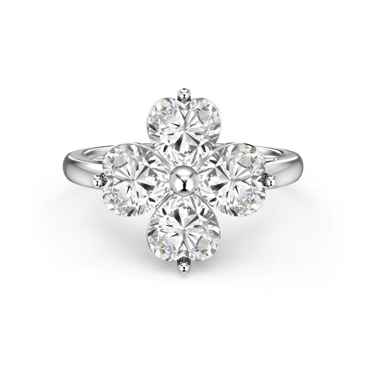[Kincade Jewelrys]Heart-shaped Four-Leaf Clover Ball Ring