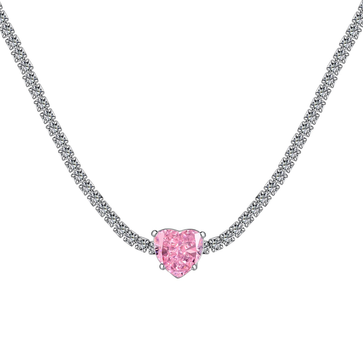 [Kincade Jewelery]2.0 Carat Sparkling Tennis Heart Cut Necklace