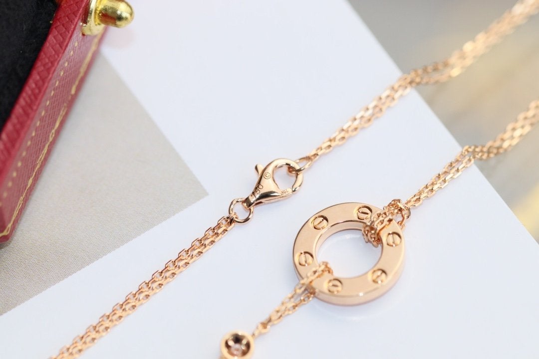 [Kincade Jewelery]LOVE NECKLACE ADJUSTABLE ROSE GOLD 2 DIAMOND