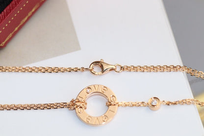 [Kincade Jewelery]LOVE NECKLACE ADJUSTABLE ROSE GOLD 2 DIAMOND