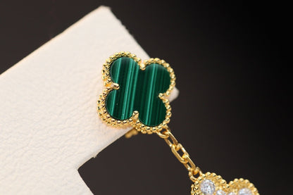 [Kincade Jewelery]Kincade EARRINGS GOLD MALACHITE DIAMOND 3 MOTIF