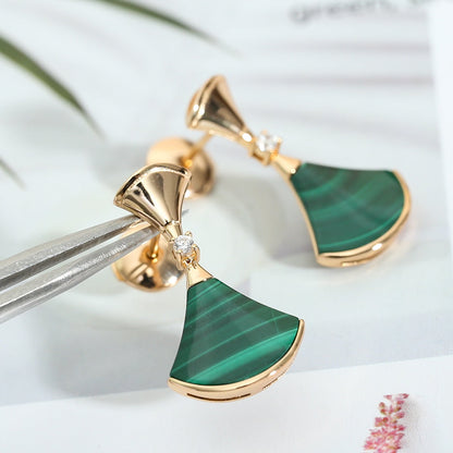 [Kincade Jewelery]DREAM MALACHITE PINK GOLD EARRINGS