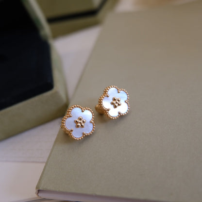 [Kincade Jewelery]LUCKY PINK GOLD WHITE MOP EARRINGS