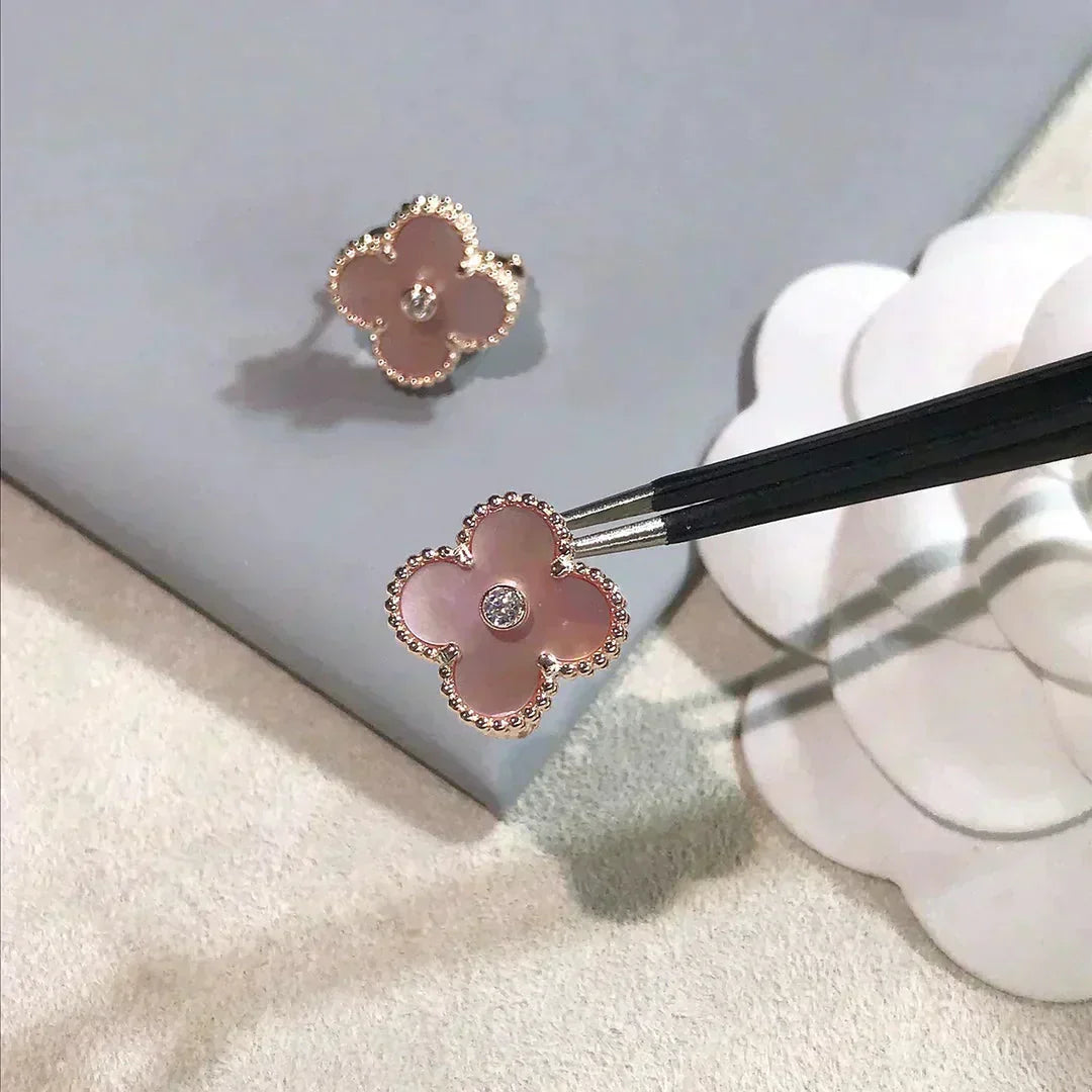 [Kincade Jewelery]Kincade MEDIUM 1 MOTIFS  PINK MOP DIAMOND EARRINGS