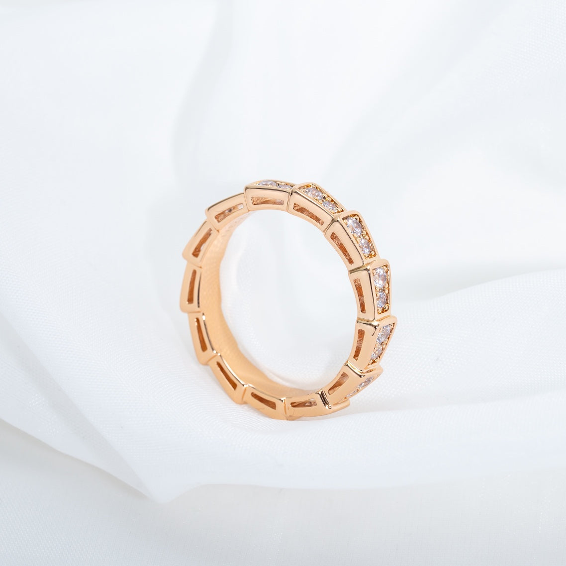 [Kincade Jewelery]SERPENTI RING PINK GOLD DIAMOND PAVED 3MM