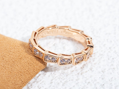 [Kincade Jewelery]SERPENTI RING PINK GOLD DIAMOND PAVED 3MM