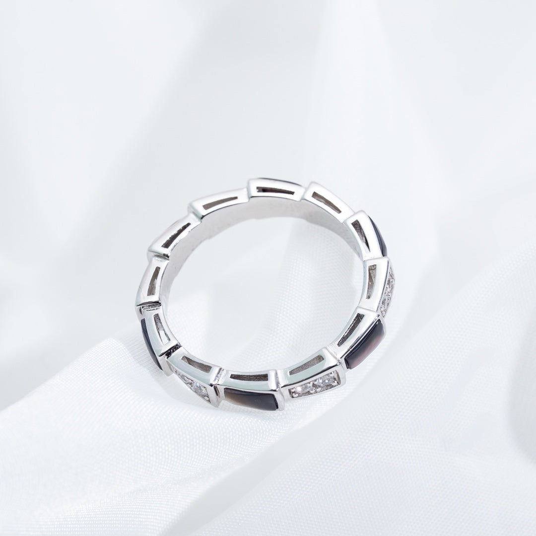 [Kincade Jewelery]SERPENTI RING SILVER  DIAMOND BLACK MOP 3MM