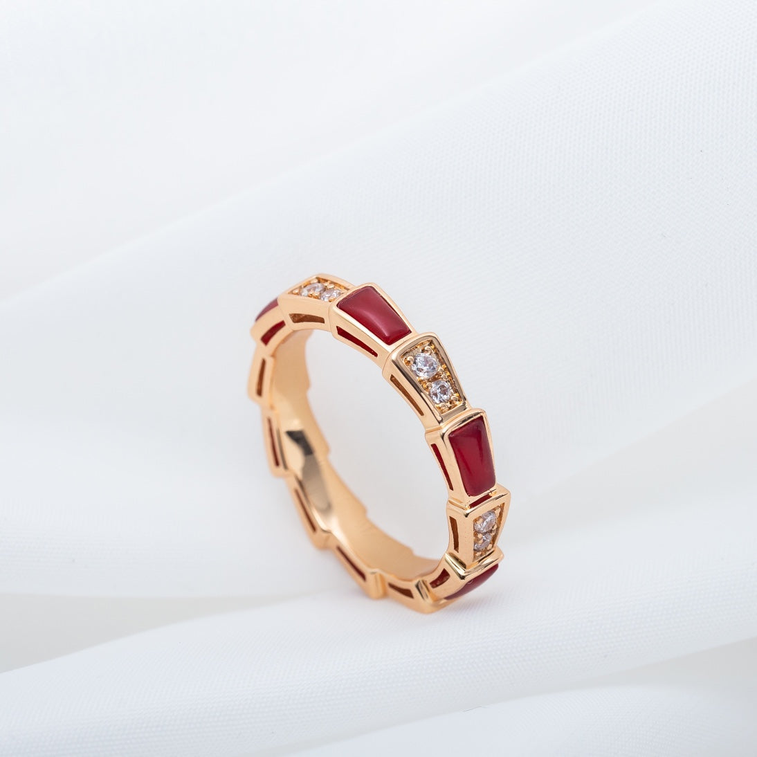 [Kincade Jewelery]SERPENTI RING PINK GOLD CARNELIAN DIAMOND 3MM