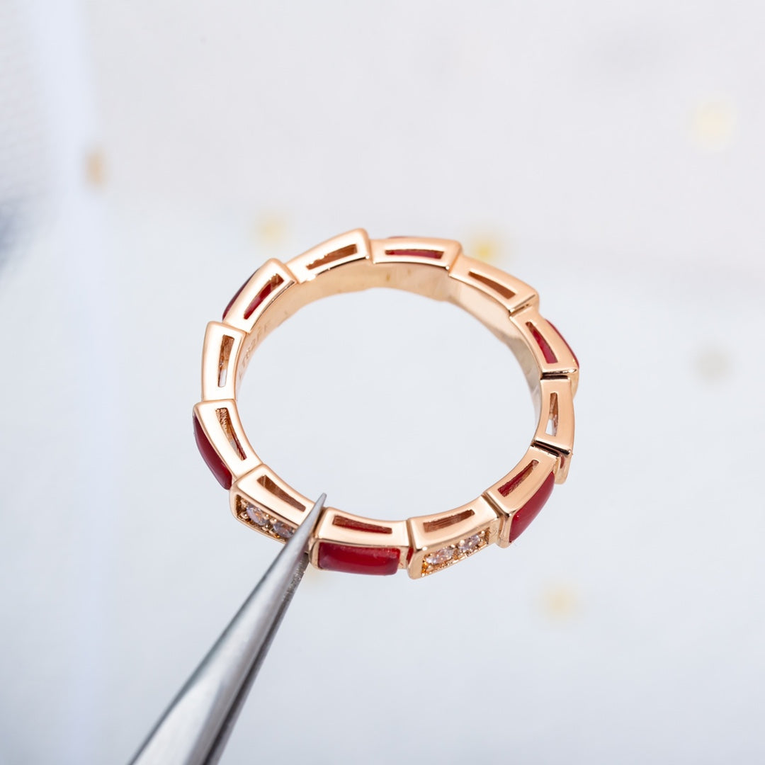 [Kincade Jewelery]SERPENTI RING PINK GOLD CARNELIAN DIAMOND 3MM