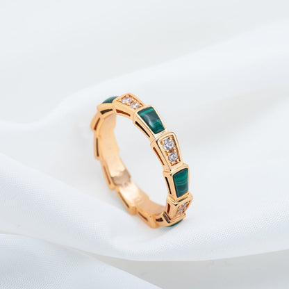 [Kincade Jewelery]SERPENTI RING PINK GOLD MALACHITE DIAMOND 3MM