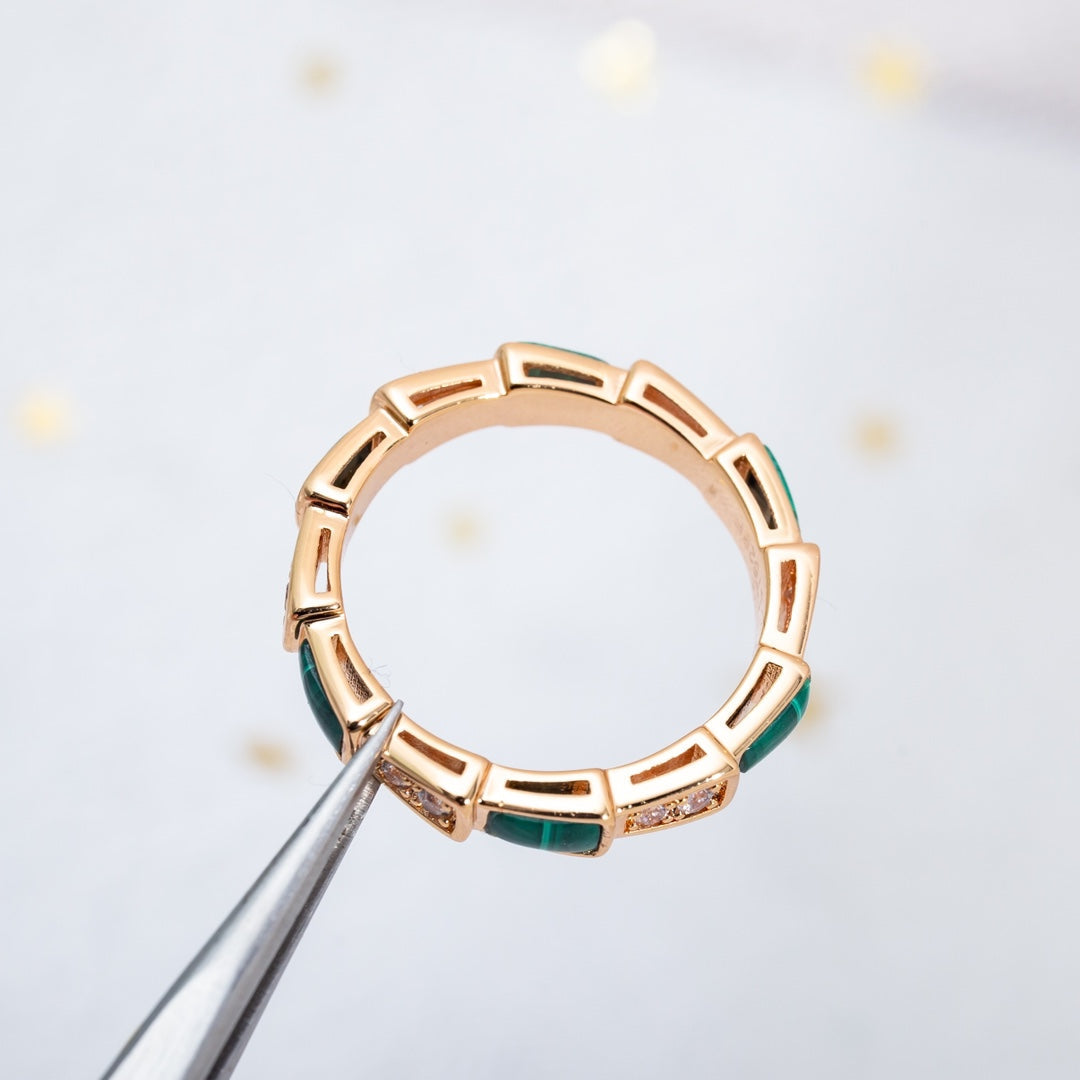 [Kincade Jewelery]SERPENTI RING PINK GOLD MALACHITE DIAMOND 3MM