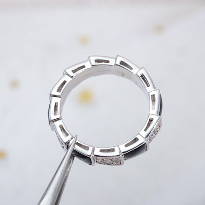 [Kincade Jewelery]SERPENTI RING SILVER DIAMOND BLACK MOP 4MM