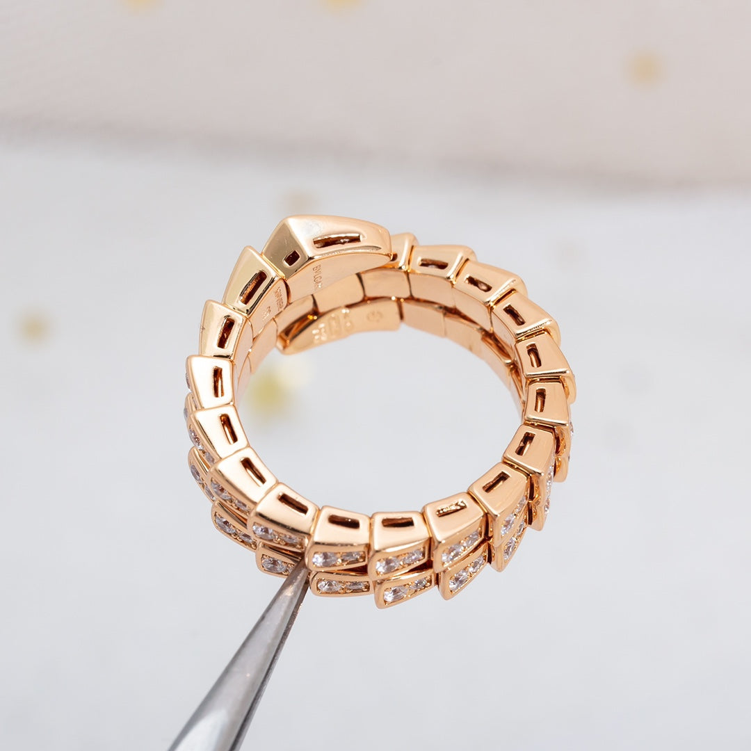 [Kincade Jewelery]SERPENTI RING PINK GOLD DIAMOND DOUBLE ROW