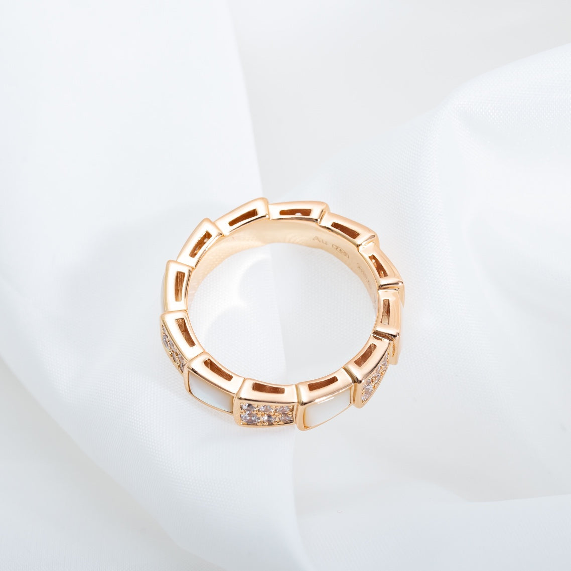 [Kincade Jewelery]SERPENTI RING PINK GOLD MOP DIAMOND PAVED 4MM