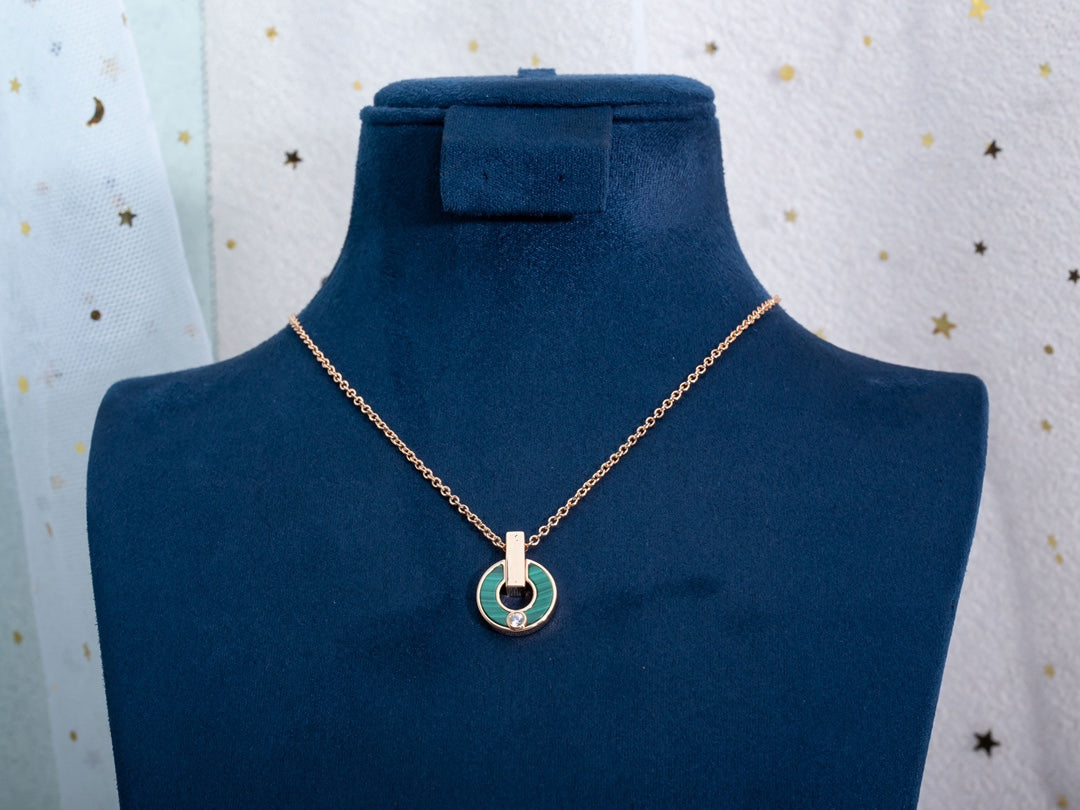 [Kincade Jewelery]GARI NECKLACE PINK GOLD MALACHITE