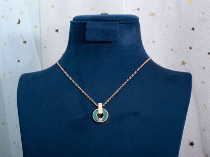 [Kincade Jewelery]GARI NECKLACE PINK GOLD MALACHITE