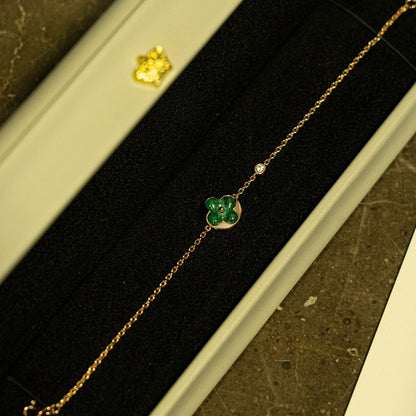 [Kincade Jewelery]SUN MALACHITE 1 DIAMOND PINK GOLD BRACELET