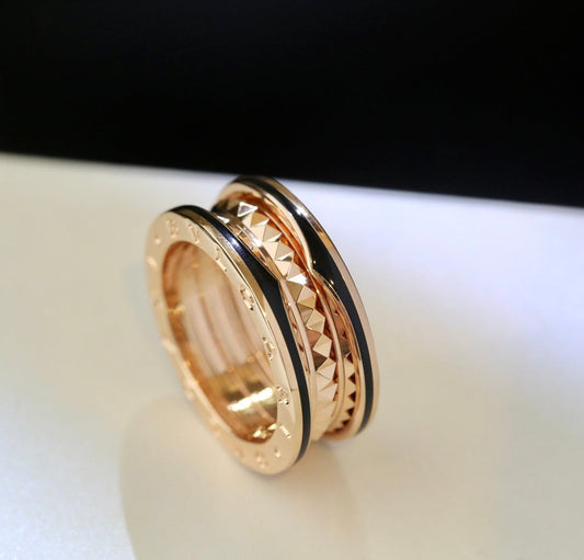 [Kincade Jewelery]ZERO 1 PINK GOLD BLACK CERAMIC RING