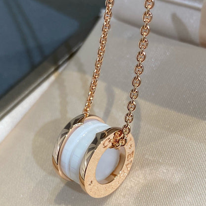 [Kincade Jewelery]ZERO 1 WHITE CERAMIC PINK GOLD NECKLACE