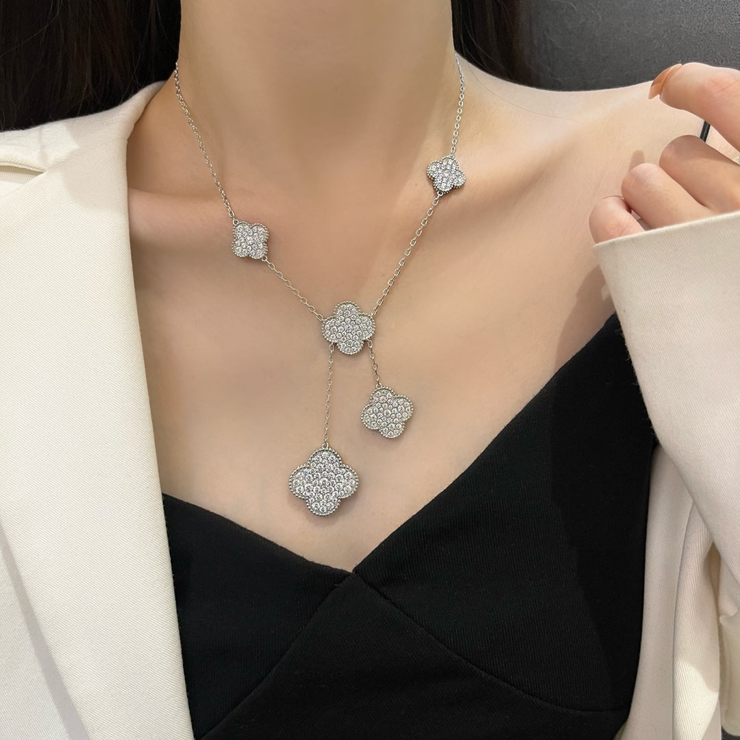 [Kincade Jewelery]Kincade 5 MOTIFS SILVER DIAMONDS NECKLACE