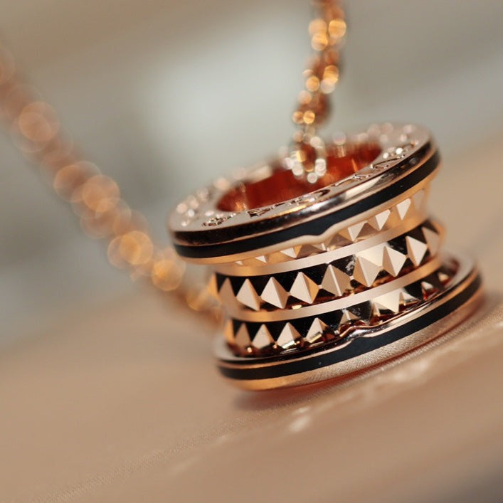 [Kincade Jewelery]ZERO 1 ROCK PEDANT PINK GOLD BLACK NECKLACE